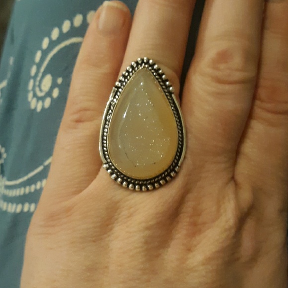 New Sugar Druzy Window Druzy 925 Silver Ring. - Picture 1 of 4